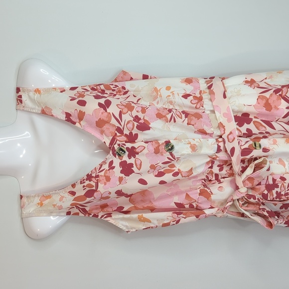 Luxology Floral Button Front Hi Lo Hem Button Down Bohemian Dress Women's L NWT - Picture 3 of 11